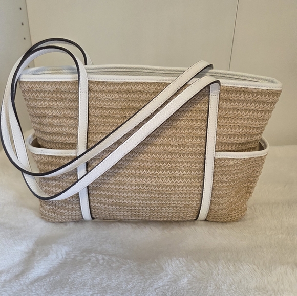 Summer St. John's Bay Tan and Black Tote Bag with Floral Design - Picture 10 of 14